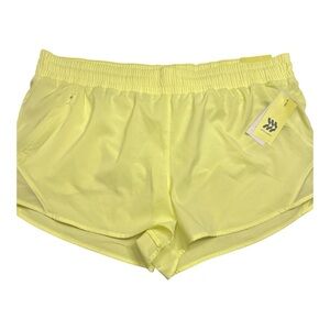 All In Motion Women Mid Rise Bright Yellow Athletic Running Shorts Size XL